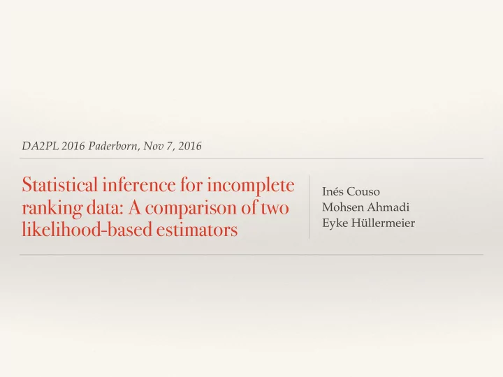 statistical inference for incomplete