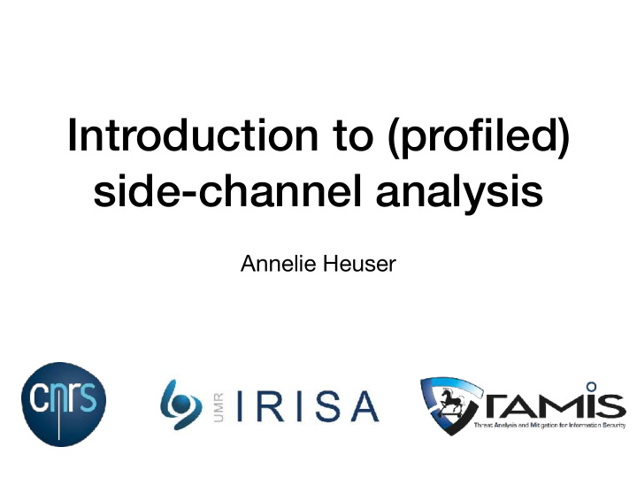 introduction to profiled side channel analysis