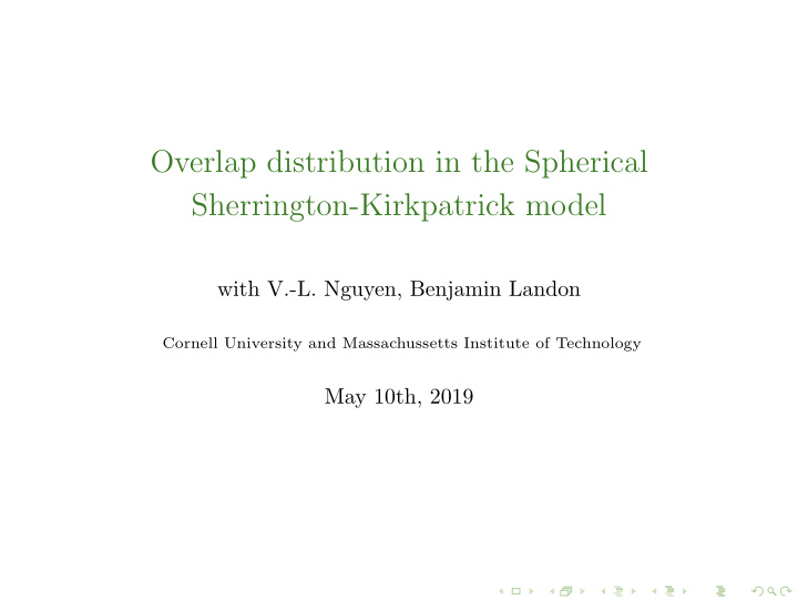 overlap distribution in the spherical sherrington