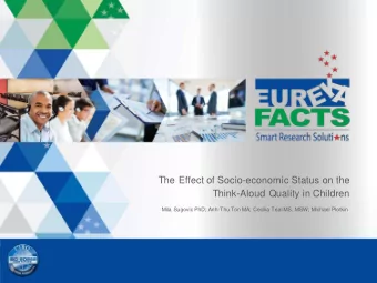 The Effect of Socio-economic Status on the  Think-Aloud Quality in Children  Mila Sugovic PhD;