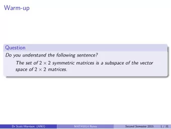 Warm-up  Question  Do you understand the following sentence? The set of 2  2 symmetric matrices