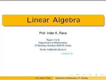r r  Prof. Inder K. Rana  Room 112 B  Department of Mathematics