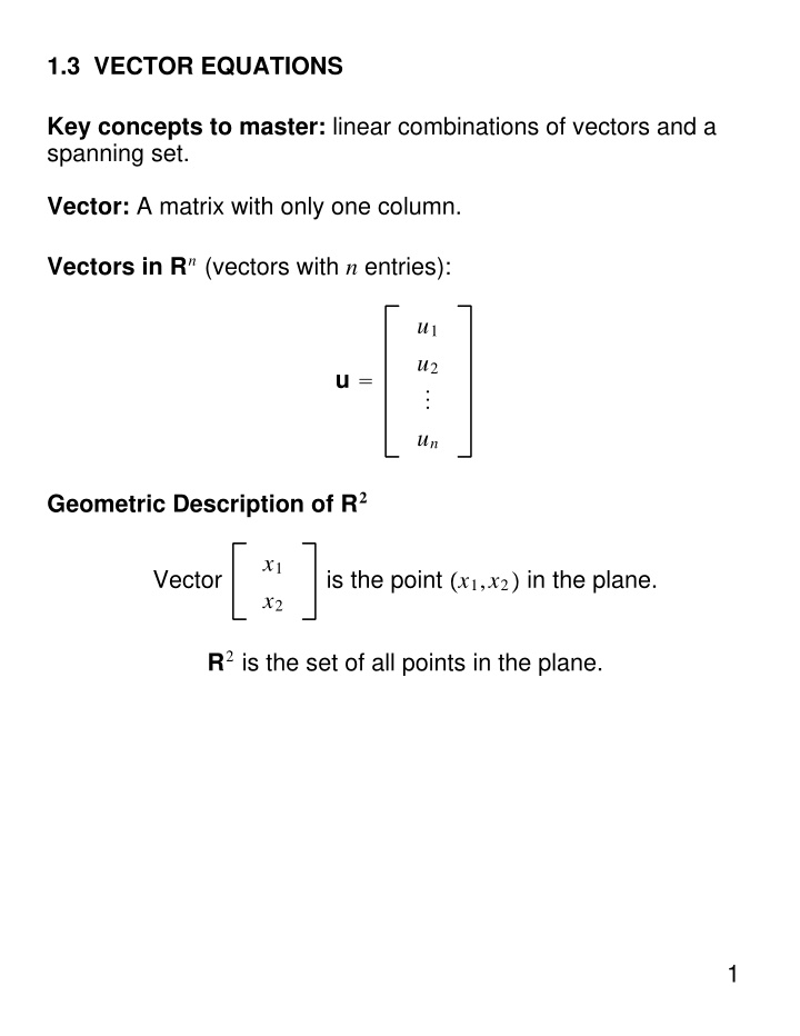 1 3 vector equations key concepts to master linear