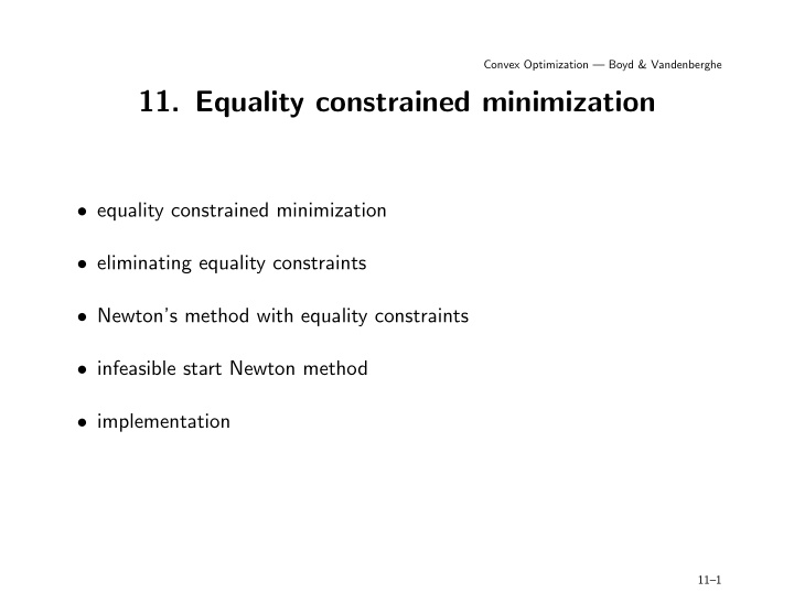 11 equality constrained minimization