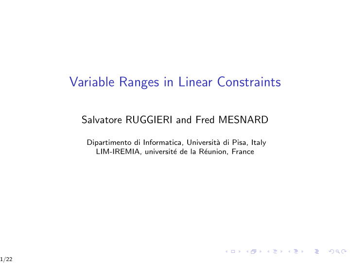 variable ranges in linear constraints