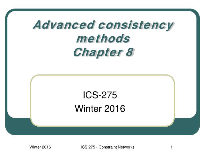 advanced consistency methods chapter 8