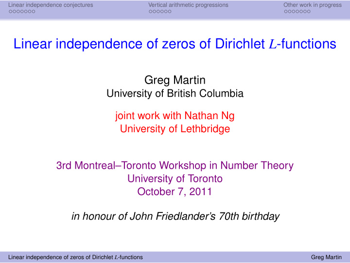 linear independence of zeros of dirichlet l functions