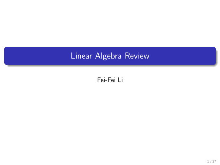 linear algebra review