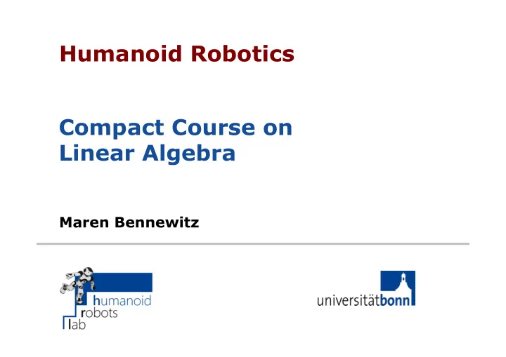 humanoid robotics compact course on linear algebra