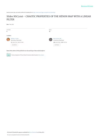 Slides NSC2016 - CHAOTIC PROPERTIES OF THE HNON MAP WITH A LINEAR  FILTER Data  May 2016
