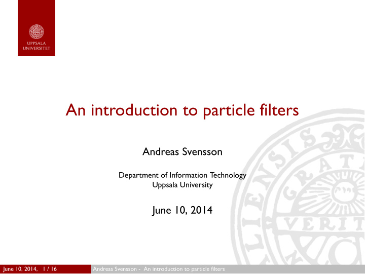 an introduction to particle filters