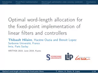 Optimal word-length allocation for  the fixed-point implementation of  linear filters and