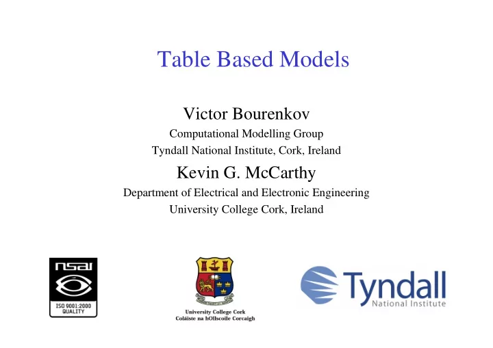 table based models