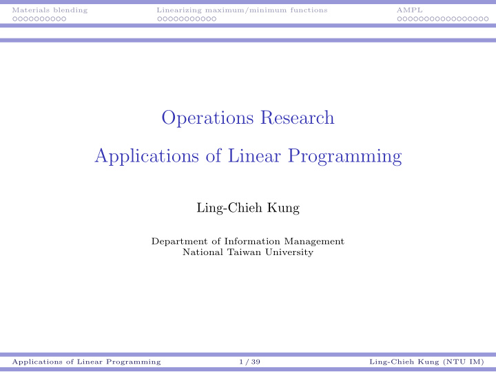 operations research applications of linear programming