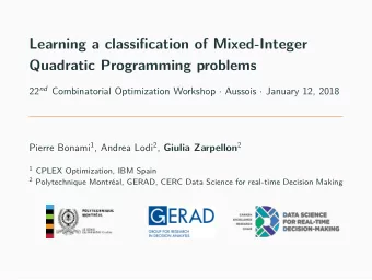 Learning a classification of Mixed-Integer  Quadratic Programming problems 22 nd Combinatorial