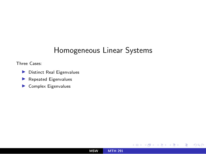 homogeneous linear systems