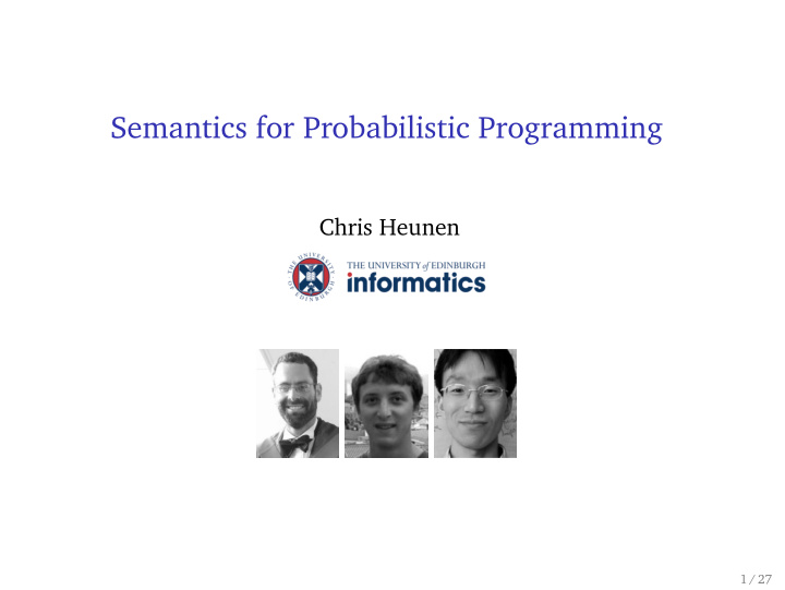 semantics for probabilistic programming