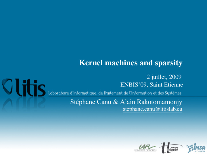 kernel machines and sparsity