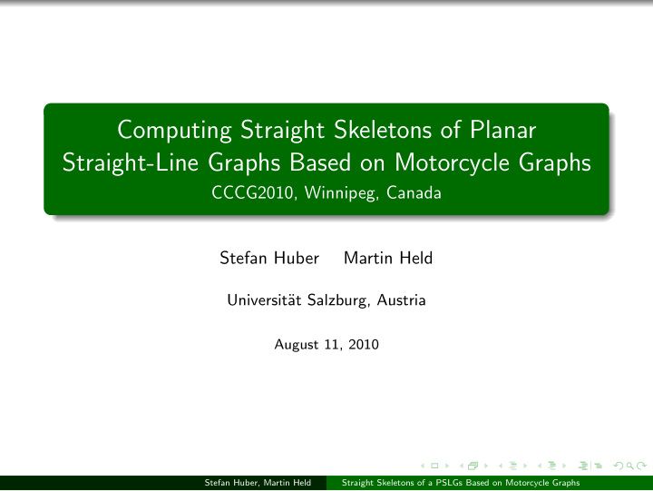 computing straight skeletons of planar straight line