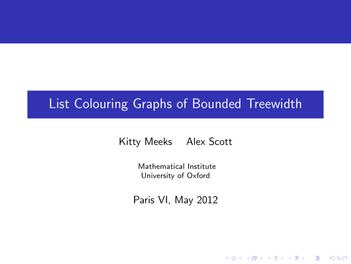 list colouring graphs of bounded treewidth