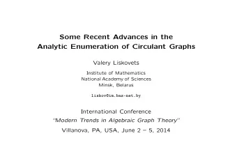 Some Recent Advances in the  Analytic Enumeration of Circulant Graphs  Valery Liskovets  Institute