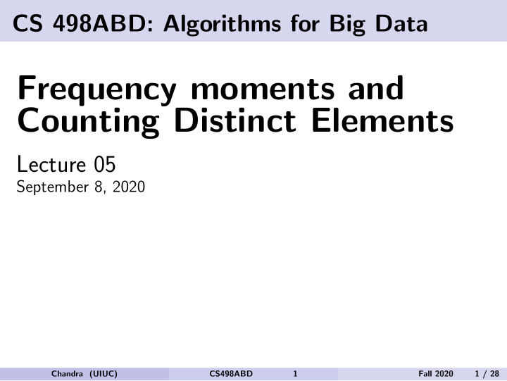 frequency moments and counting distinct elements