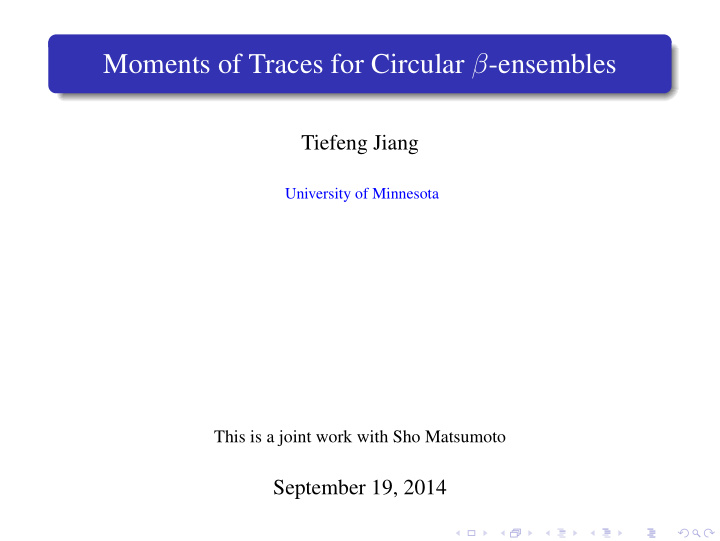 moments of traces for circular ensembles