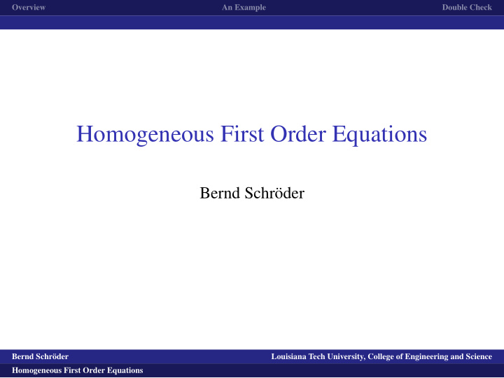 homogeneous first order equations