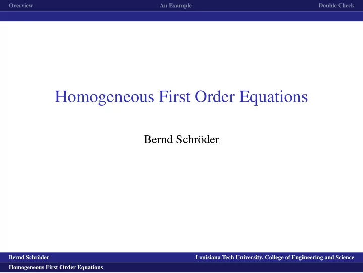 homogeneous first order equations