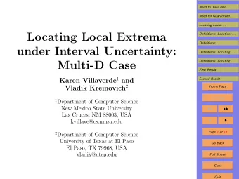 Locating Local Extrema  Definitions: Locations . . .  Definitions: . . .  under Interval