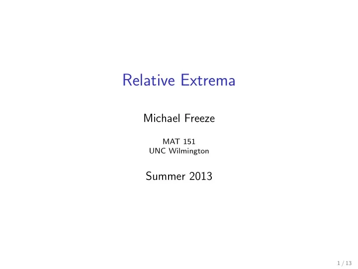 relative extrema