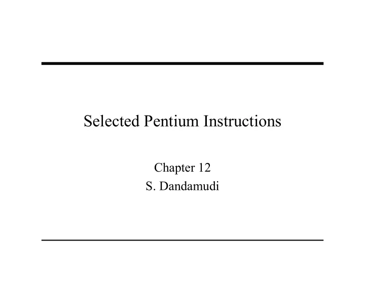 selected pentium instructions