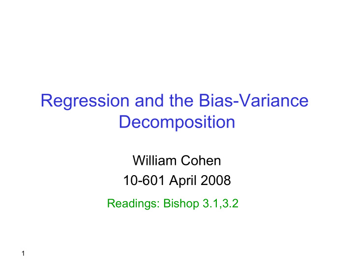 regression and the bias variance decomposition