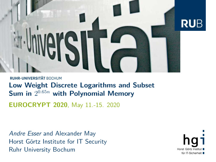 low weight discrete logarithms and subset sum in 2 0 65 n