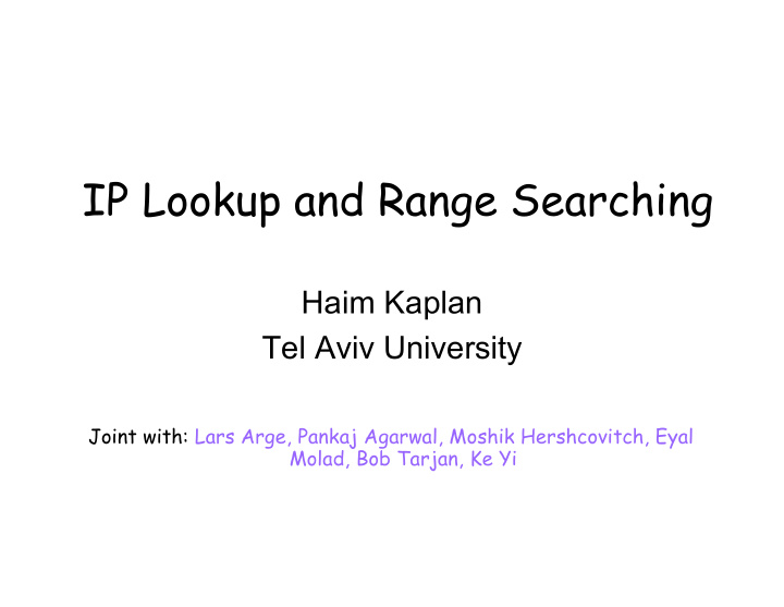 ip lookup and range searching