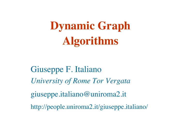 dynamic graph algorithms
