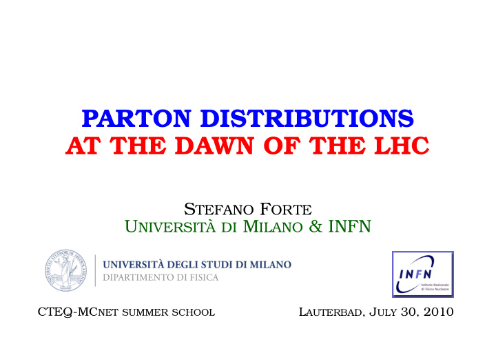 parton distributions at the dawn of the lhc