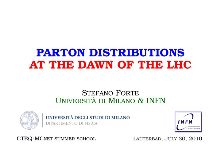 parton distributions at the dawn of the lhc