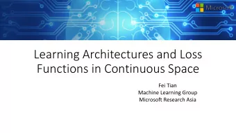 Learning Architectures and Loss  Functions in Continuous Space  Fei Tian  Machine Learning Group