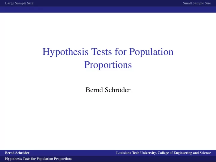 hypothesis tests for population proportions