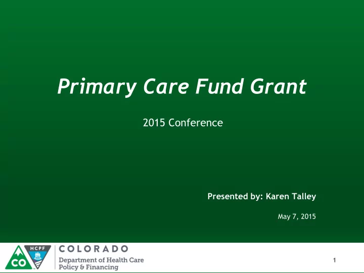 primary care fund grant