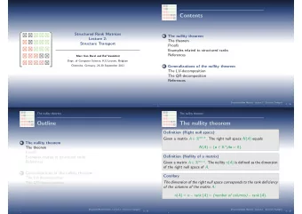Contents  Structured Rank Matrices 1 The nullity theorem  Lecture 2:  The theorem  Structure