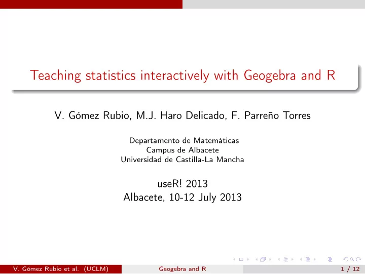 teaching statistics interactively with geogebra and r