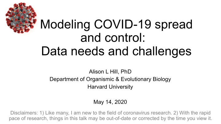 modeling covid 19 spread and control data needs and