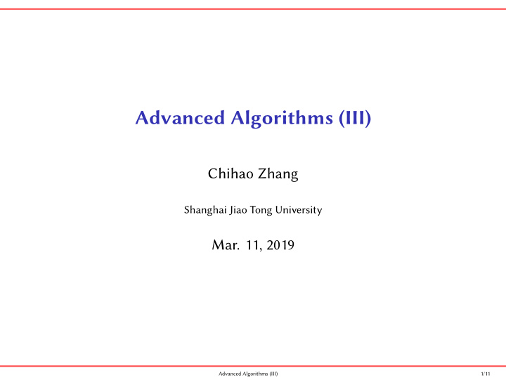 advanced algorithms iii