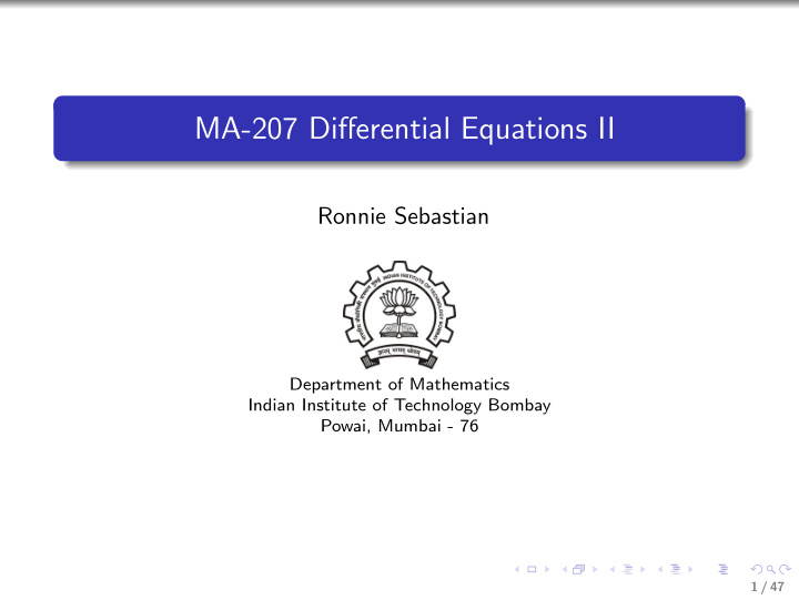 ma 207 differential equations ii