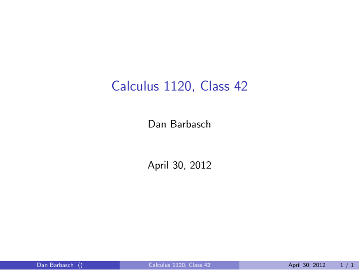 calculus 1120 class 42
