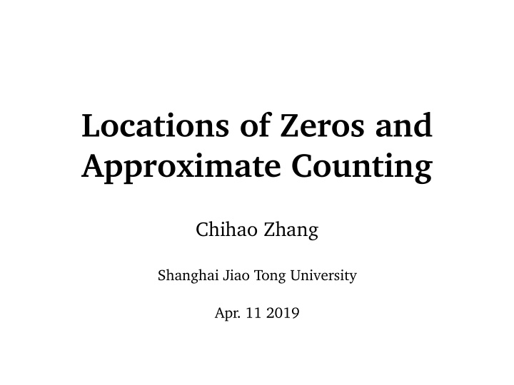 locations of zeros and approximate counting
