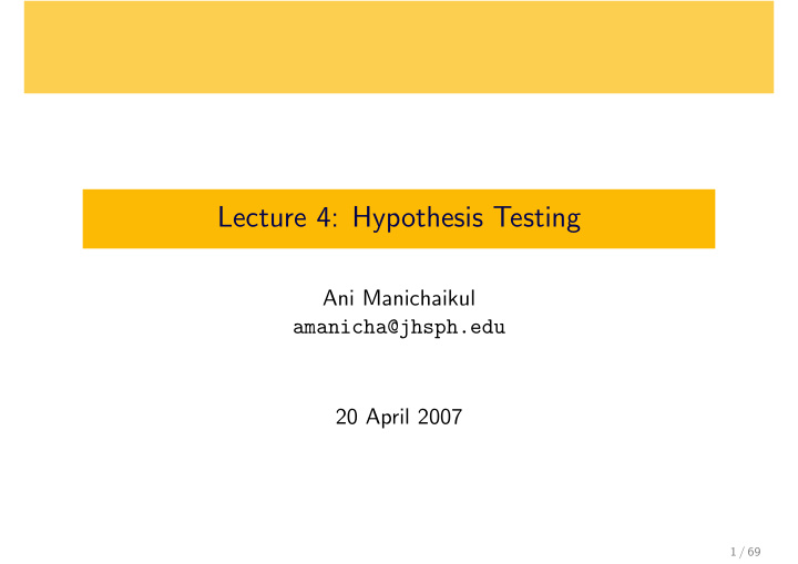 lecture 4 hypothesis testing