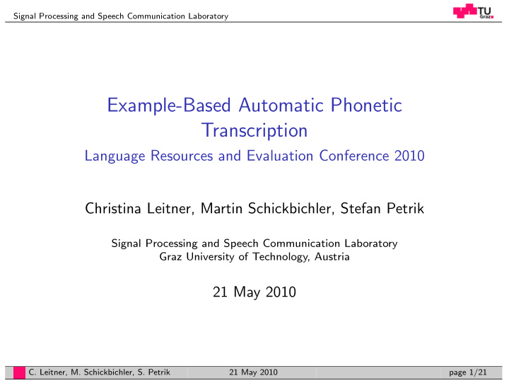 example based automatic phonetic transcription